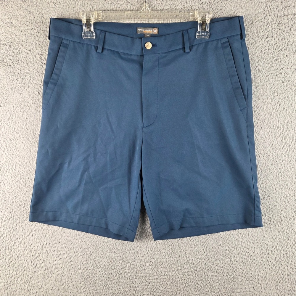 Peter Millar Shorts Mens Size 35 Blue Salem Performance Shorts Wicking 9" Ins